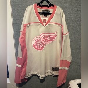 Reebok Pink and White NHL Red Wings Jersey